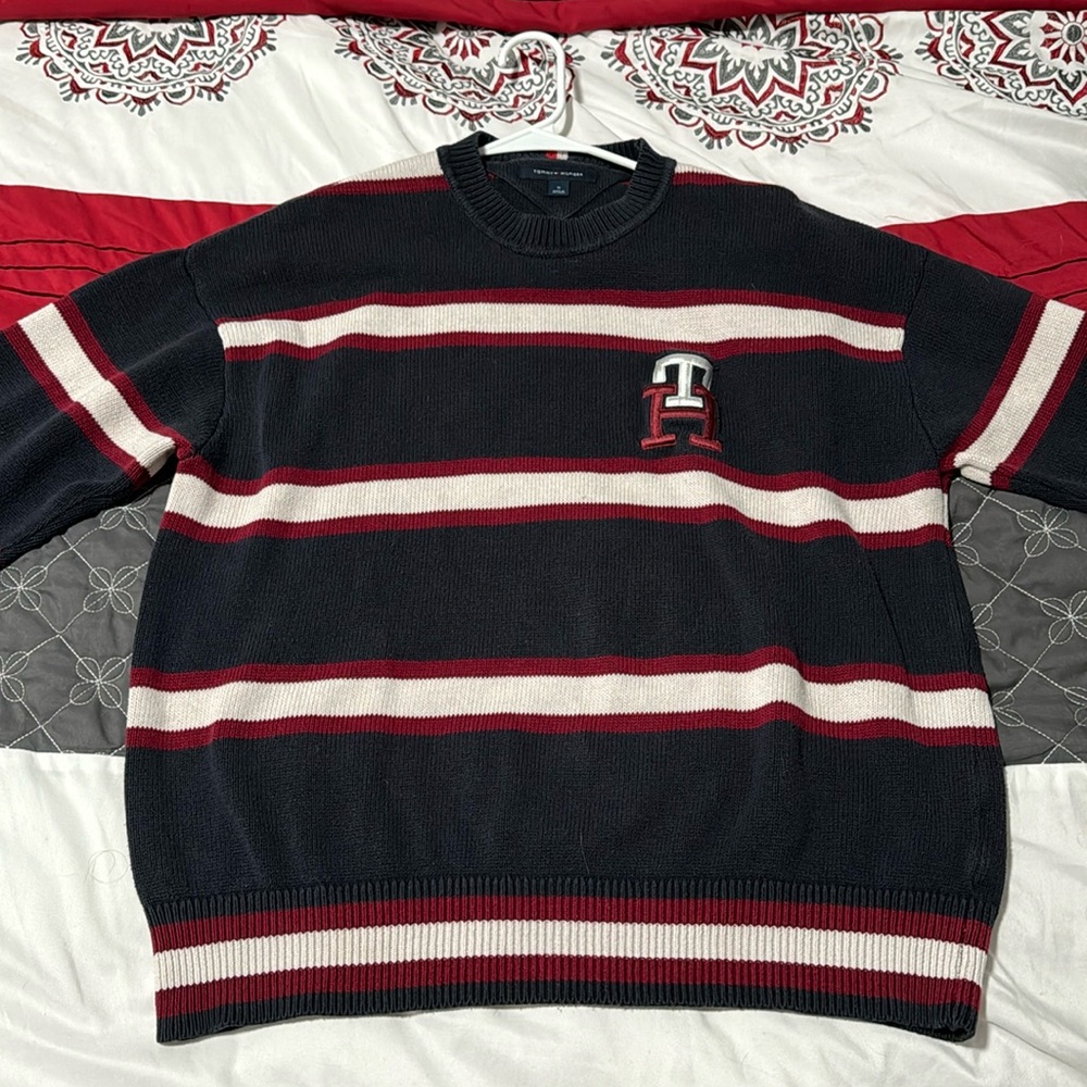 TH MONOGRAM STRIPE OVERSIZED JUMPER